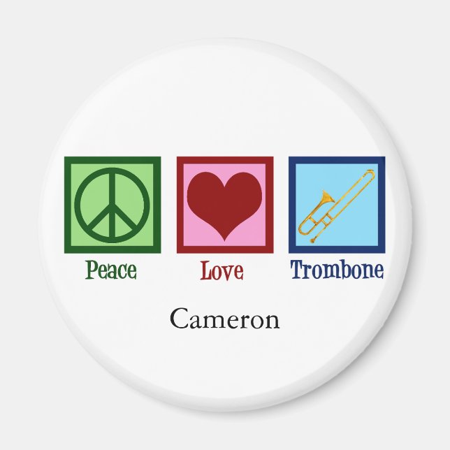 Peace Liebe Trombone Player Niedlich Custom Magnet (Vorne)