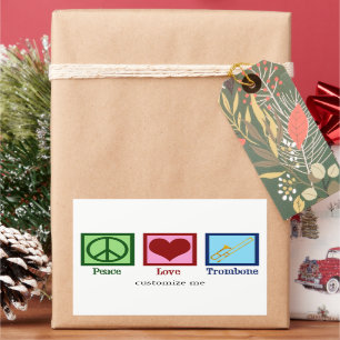 Peace Liebe Trombone Player Niedlich Custom Rechteckiger Aufkleber