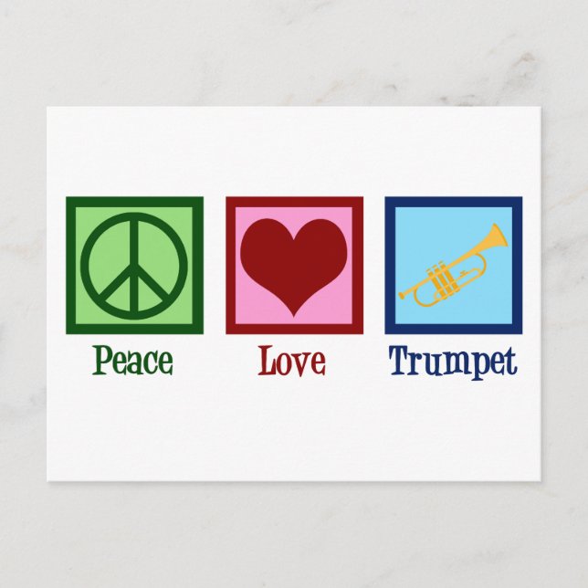 Peace Liebe Trumpet Niedliche Band Weihnachten Postkarte (Vorderseite)