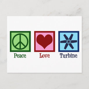 Peace Liebe Turbine Fan Postkarte