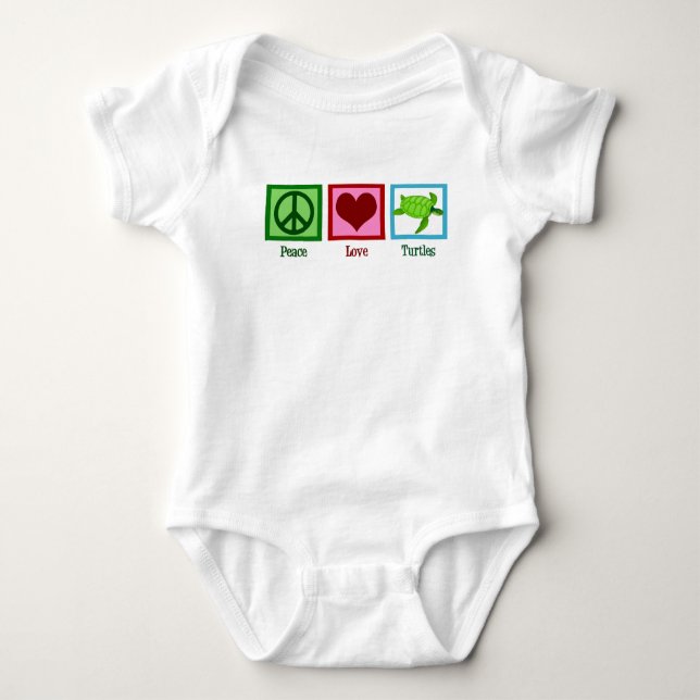 Peace Liebe Turtles Niedlich Sea Turtle Baby Strampler (Vorderseite)