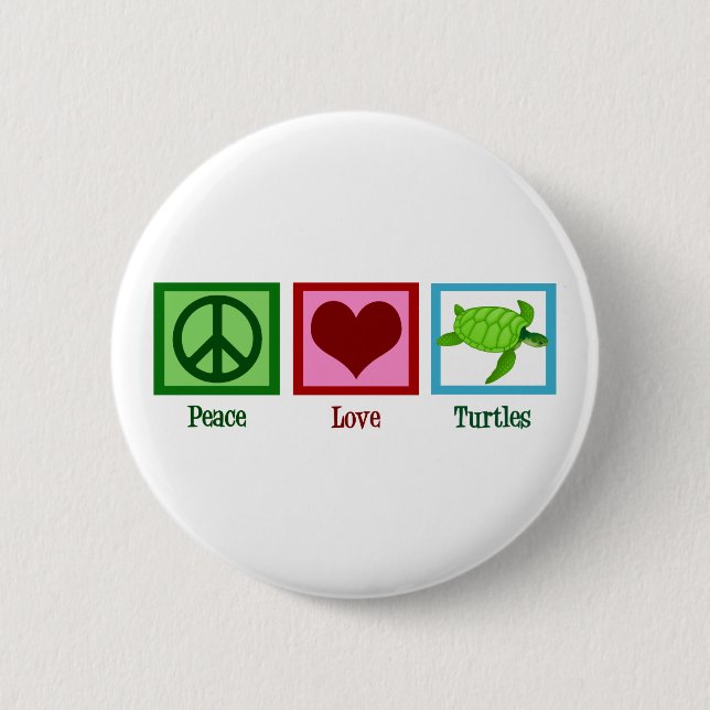 Peace Liebe Turtles Niedlich Sea Turtle Button (Vorderseite)