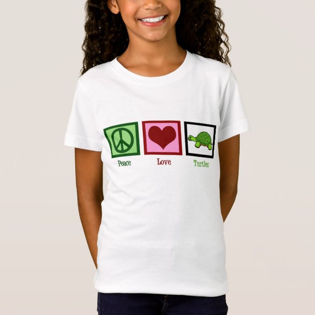 Peace Liebe Turtles Niedlich Turtle Girl T-Shirt (Vorderseite)