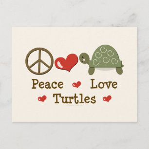 Peace Liebe Turtles Postcard Postkarte