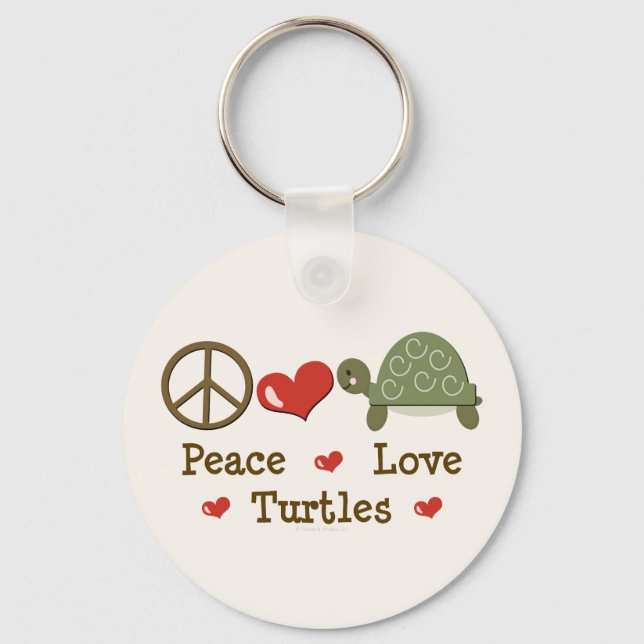 Peace Liebe Turtles Schlüsselanhänger (Vorderseite)
