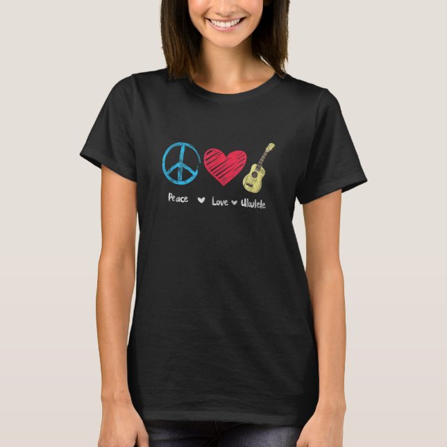 Peace Liebe Ukulele Hawaiian Music Ukelele Uke Pla T-Shirt (Vorderseite)