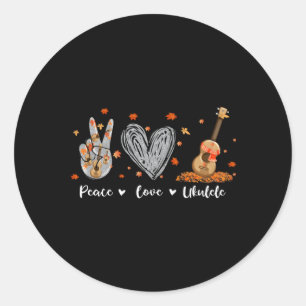 Peace Liebe Ukulele Hawaiian Ukelele Uke Guitar Pl Runder Aufkleber