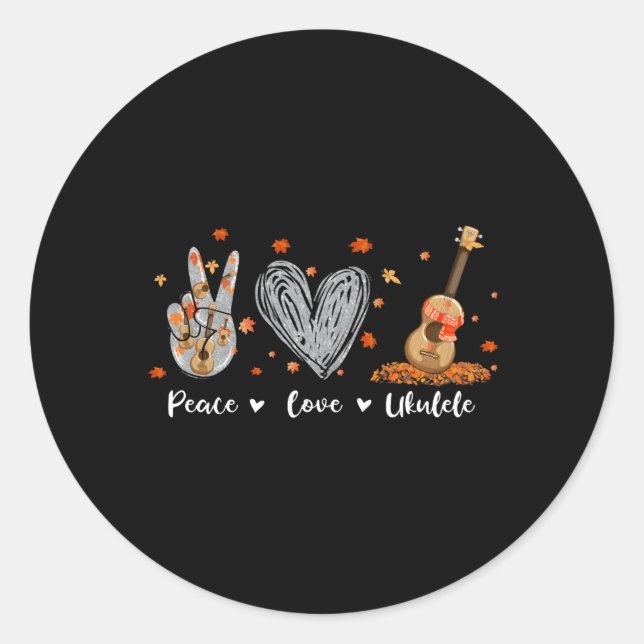 Peace Liebe Ukulele Hawaiian Ukelele Uke Guitar Pl Runder Aufkleber (Vorderseite)
