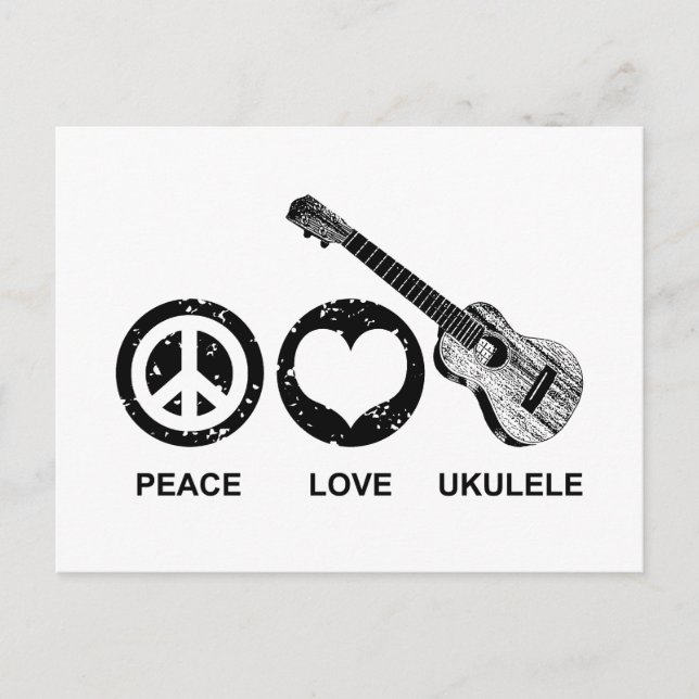 Peace Liebe Ukulele Postkarte (Vorderseite)