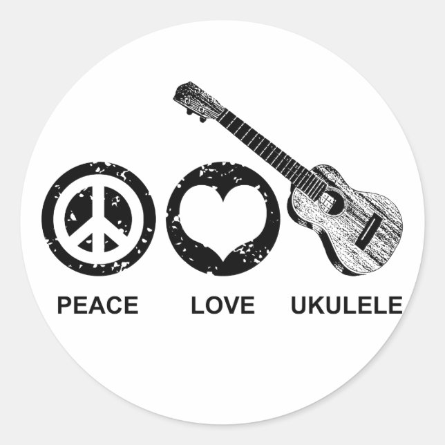 Peace Liebe Ukulele Runder Aufkleber (Vorderseite)