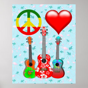 Peace Liebe Ukuleles Poster
