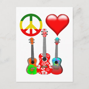 Peace Liebe Ukuleles Postkarte