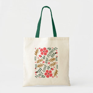 Peace Liebe und Blumen Retro Boho Floral Tragetasche