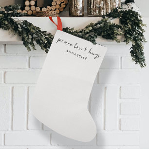 Peace Liebe und Hugs Minimal Christmas Dove Gray Kleiner Weihnachtsstrumpf