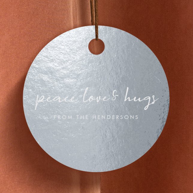 Peace Liebe und Hugs Minimaler Weihnachtssilber Geschenkanhänger (Von Creator hochgeladen)