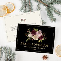 Peace Liebe und Joy Winter Bouquet Black