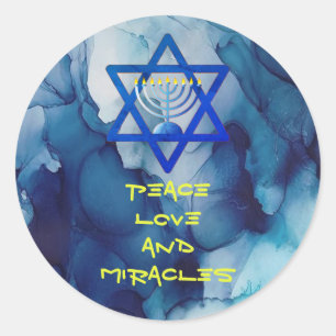 PEACE LIEBE UND MIRACLES Holiday HANUKKAH Stickers