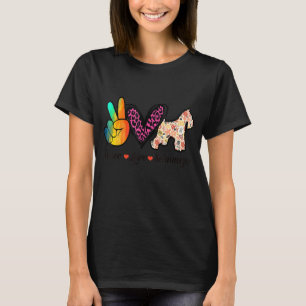 Peace Liebe und Schnauzer floraler Hund T-Shirt