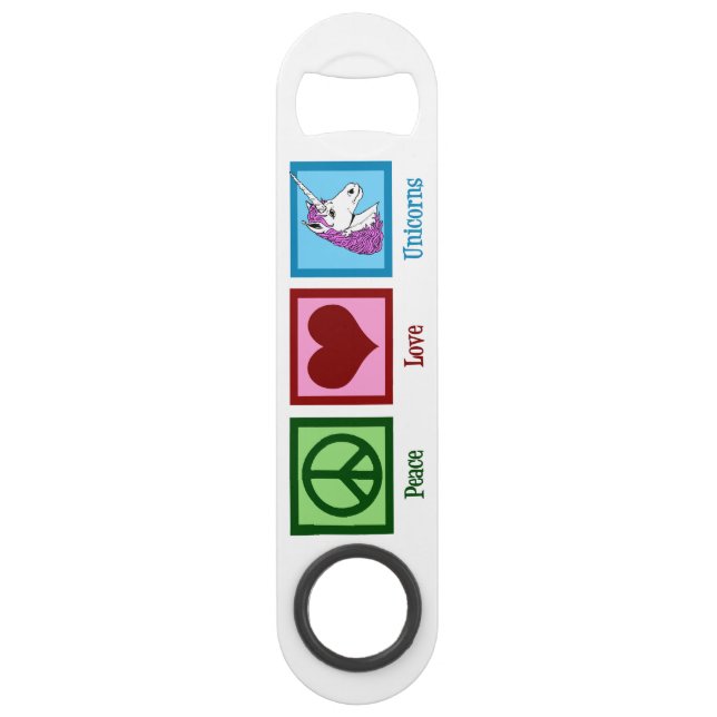 Peace Liebe Unicorns Speedflaschenöffner (Vorderseite)