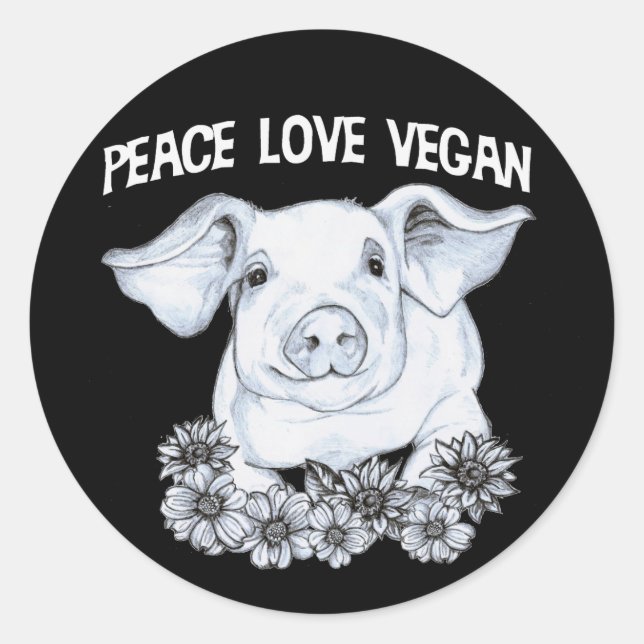 Peace Liebe Vegan Pig Sticker (Vorderseite)