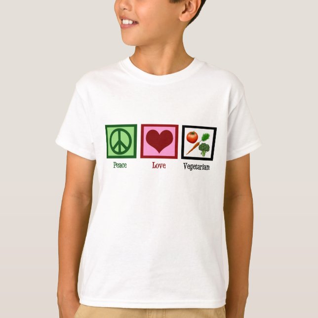 Peace Liebe Vegetarian Kids T-Shirt (Vorderseite)