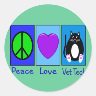 Peace Liebe Vet Tech Runder Aufkleber