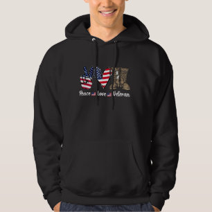 Peace Liebe Veteran US Flag Combat Boots Veteran D Hoodie