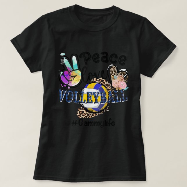 Peace Liebe Volleyball Gammy Life Mama Oma Leopa T-Shirt (Design vorne)