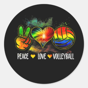 Peace Liebe Volleyball Gefärbte Krawatte Volleybal Runder Aufkleber