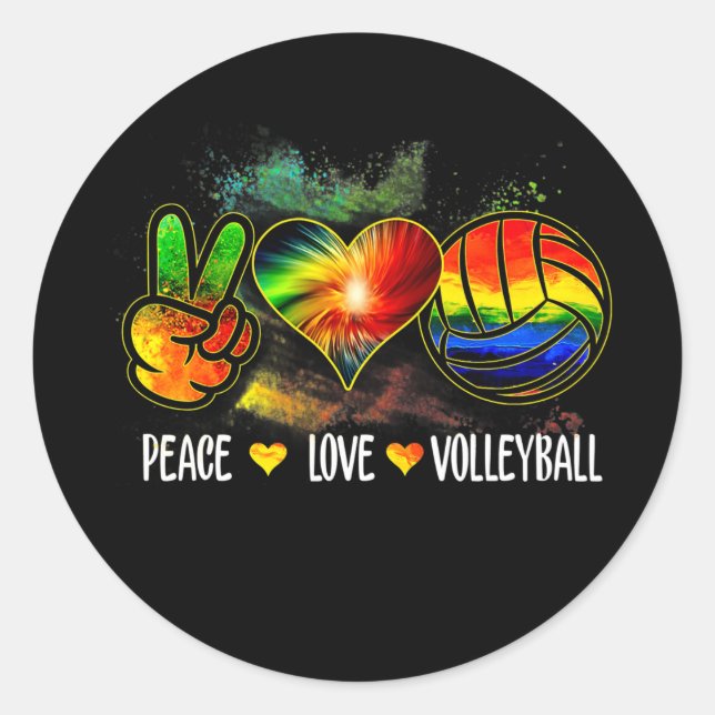 Peace Liebe Volleyball Gefärbte Krawatte Volleybal Runder Aufkleber (Vorderseite)