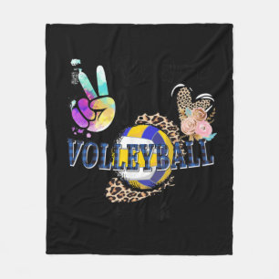 Peace Liebe Volleyball Gigi Life Mama Oma Leopar Fleecedecke