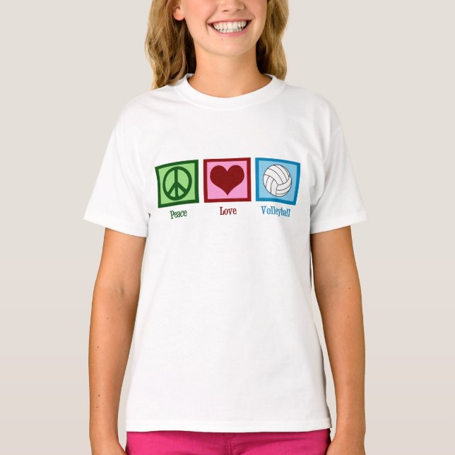 Peace Liebe Volleyball Girls T-Shirt (Vorderseite)
