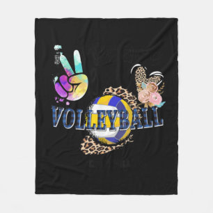 Peace Liebe Volleyball Grammy Life Mama Oma Leop Fleecedecke