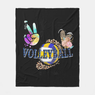 Peace Liebe Volleyball Grammy Life Mama Oma Leop Fleecedecke