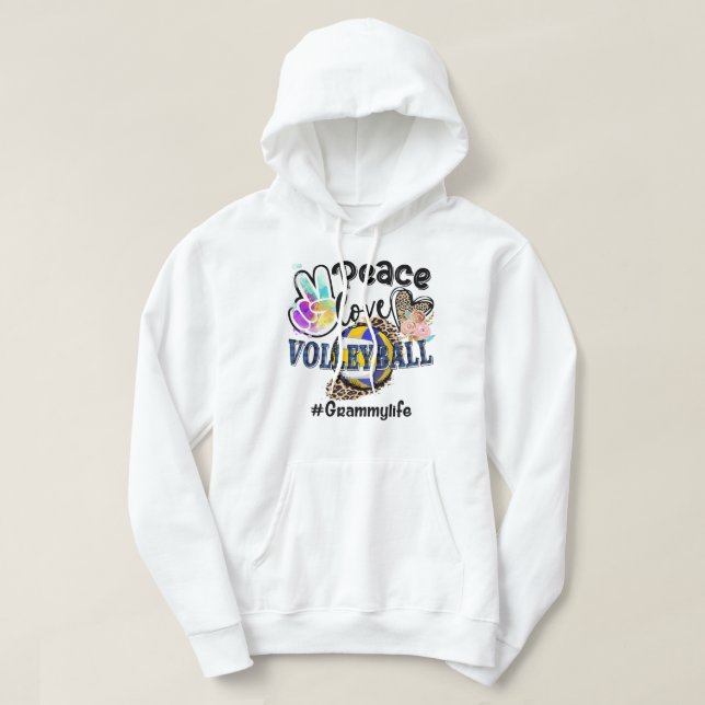 Peace Liebe Volleyball Grammy Life Mama Oma Leop Hoodie (Design vorne)