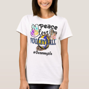Peace Liebe Volleyball Grammy Life Mama Oma Leop T-Shirt
