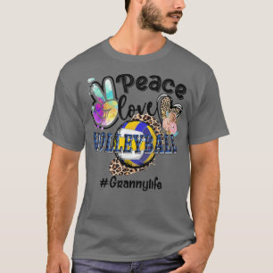 Peace Liebe Volleyball Granny Life Mama Oma Leop T-Shirt