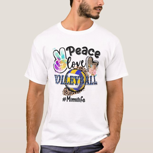Peace Liebe Volleyball Mimi Life Mama Oma Leopar T-Shirt (Vorderseite)