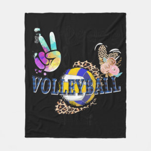 Peace Liebe Volleyball Mum Life Mama Oma Leopard Fleecedecke
