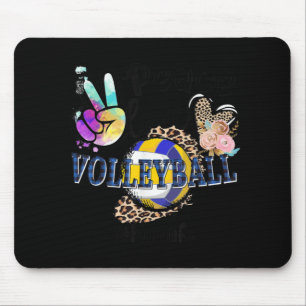 Peace Liebe Volleyball Mum Life Mama Oma Leopard Mousepad