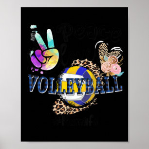 Peace Liebe Volleyball Mum Life Mama Oma Leopard Poster