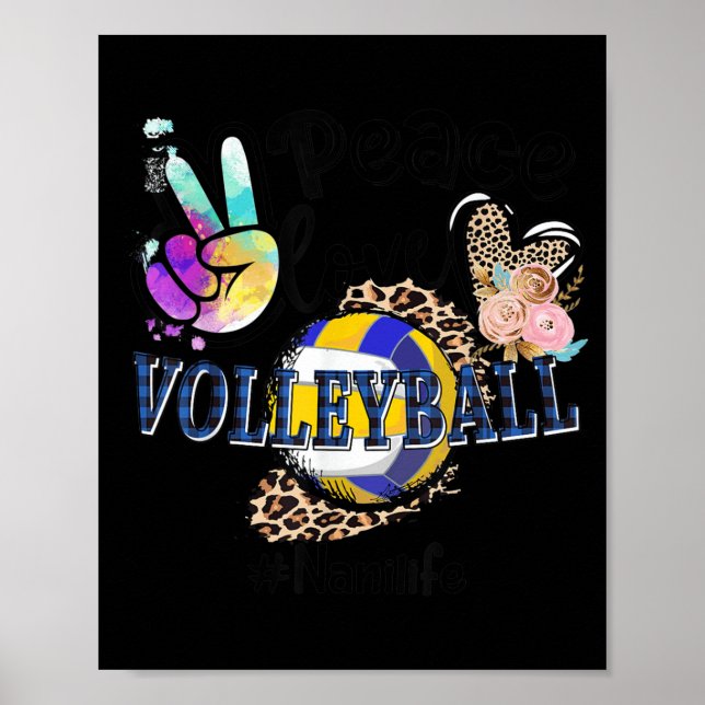 Peace Liebe Volleyball Nani Life Mama Oma Leopar Poster (Vorne)