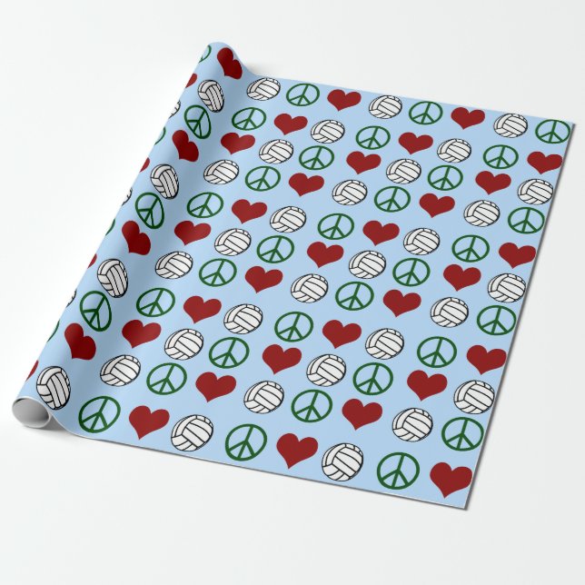 Peace Liebe Volleyball Pattern Geschenkpapier (Ungerollt)