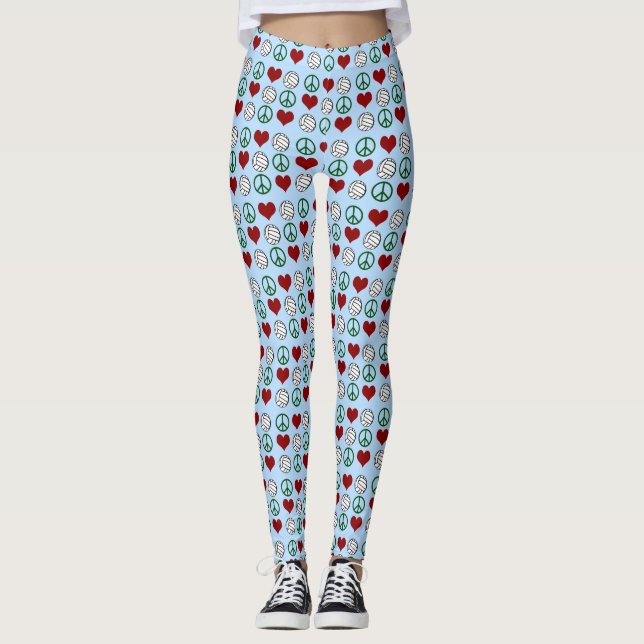 Peace Liebe Volleyball Pattern Leggings (Vorderseite)