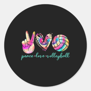 Peace Liebe Volleyball Player Gefärbte Krawatte St Runder Aufkleber