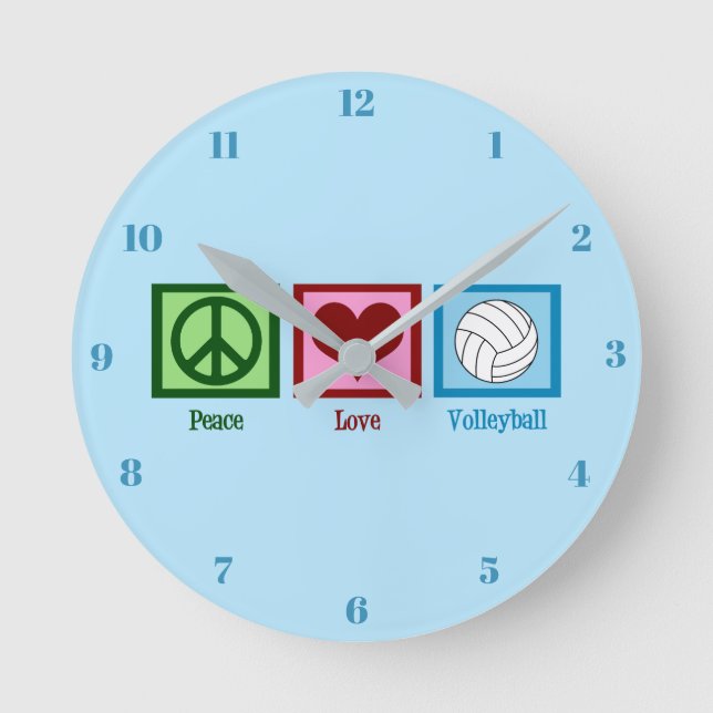 Peace Liebe Volleyball Runde Wanduhr (Vorderseite)
