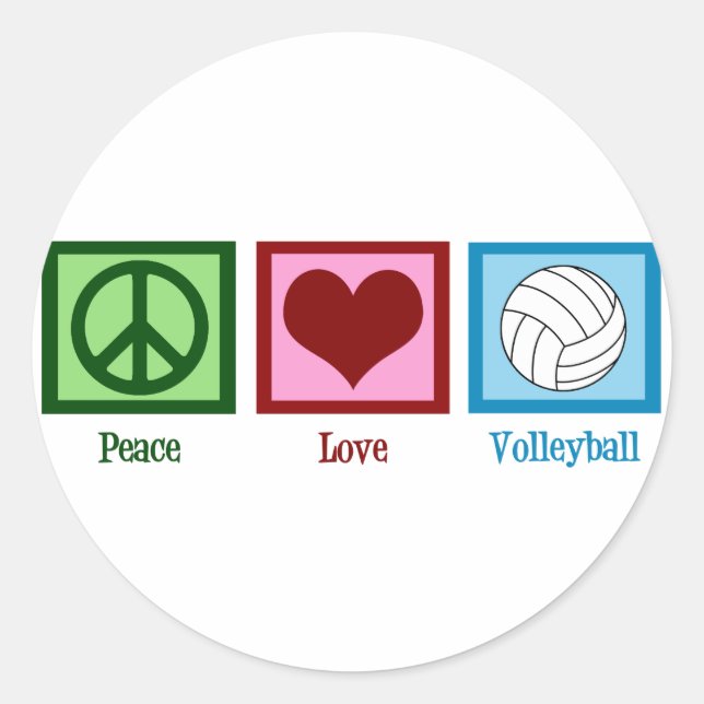 Peace Liebe Volleyball Runder Aufkleber (Vorderseite)