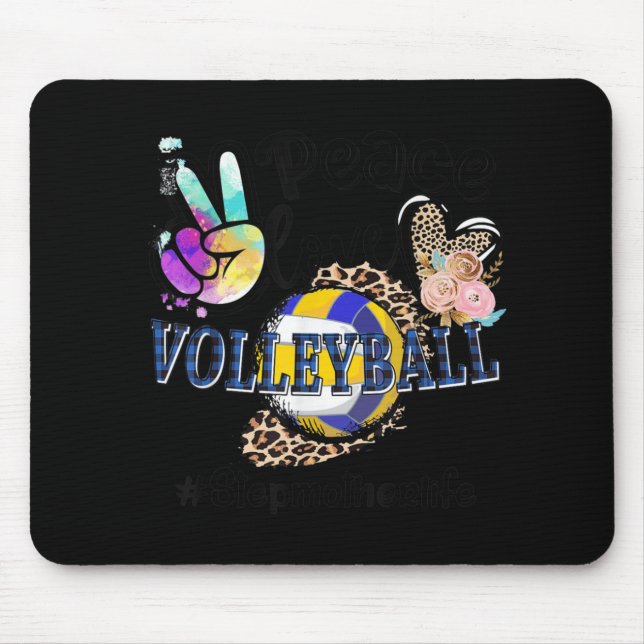 Peace Liebe Volleyball Stepmutter Life Mama Oma Mousepad (Vorne)