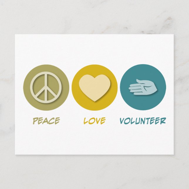 Peace Liebe Volunteer Postkarte (Vorderseite)