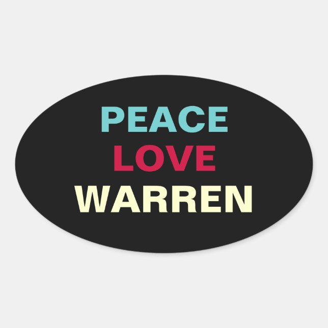 Peace Liebe WARREN Oval Aufkleber (Vorderseite)